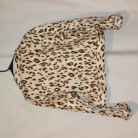 Chico's Animal Print Jean style Jacket with stud details size XL - Picture 2 of 13